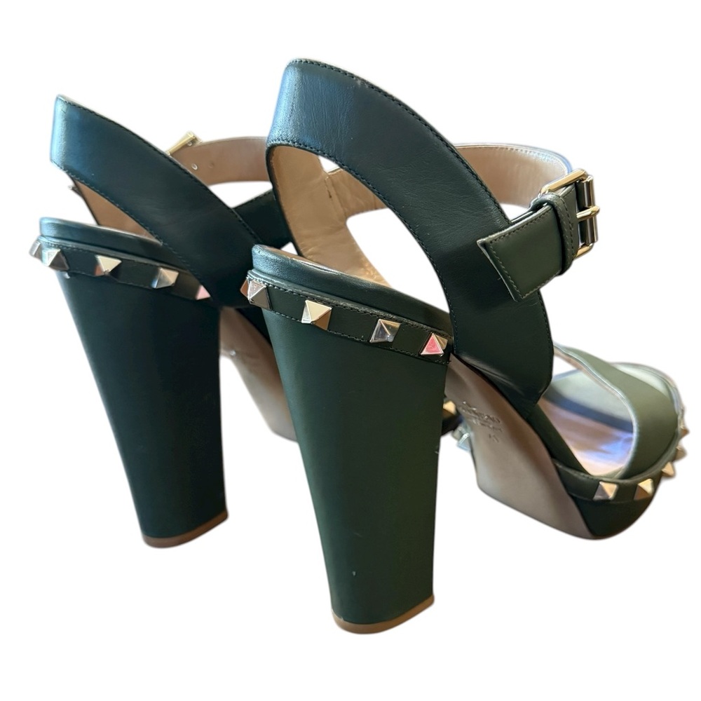 Valentino Garavani Rockstud Accent Green Leather Platform Sandals EU 41 US 11 - Picture 4 of 15